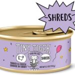 Tiny Tiger Shreds Turkey & Cheese Dinner in Gravy Canned Wet Cat Food, 5.5-oz can, case of 24