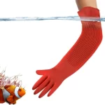 SunGrow Long Rubber Betta Aquarium Gloves Fish Tank Maintenance Accessories, 22-in, 1 pair